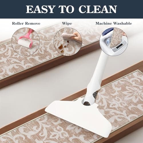 Lahome Non Slip Carpet Stair Treads for Wooden Stairs, Soft Washable Kids and Pet Friendly Indoor Stair Runners for Elde