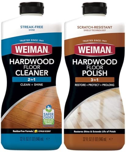 Weiman Hardwood Floor Cleaner and Polish Restorer Combo - High-Traffic Hardwood Floor - Removes Scratches - Natural Shin