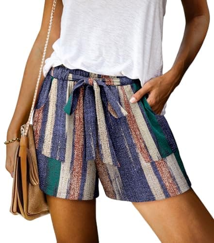 KISSMODA Women's Summer Shorts with Pockets Lightweight High-Waisted Adjustable Tie Knot Loose Casual Short
| KISSMODA