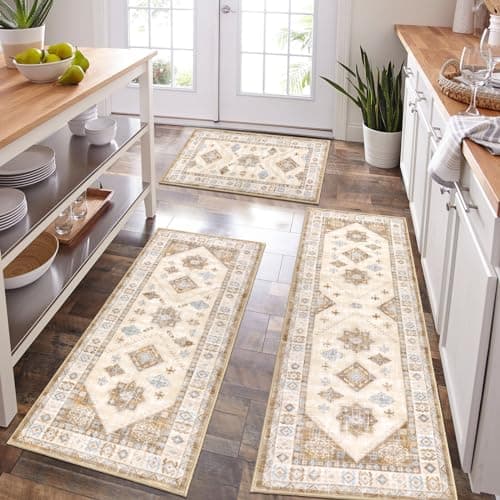 HEBE Boho Kitchen Rug Sets for Floor Non Slip and Washable Mats
| HEBE 3 Piece Kitchen Rug Set for Hallway and Laundry