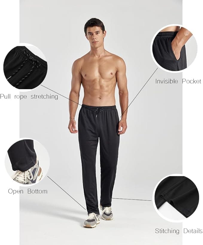 Zh 3-Pack Men's Comfortable Mesh Jogger Pants for Active Wear, Lightweight & Breathable with Pockets