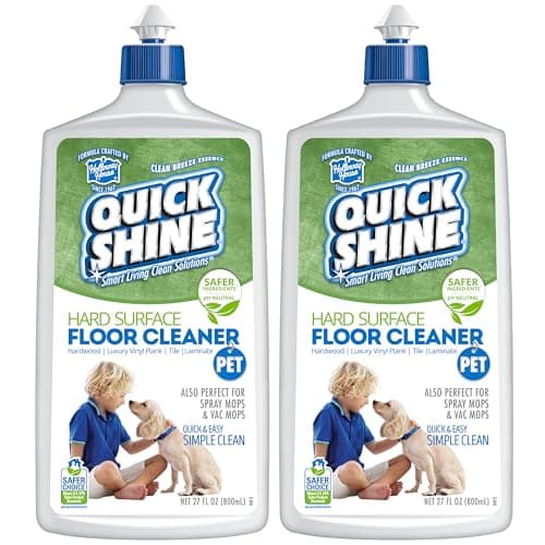 Quick Shine Plant Based Pet Floor Cleaner 27 oz, 2Pk | Streak Free, No Rinse, Safer for Kids & Pets | Hardwood, Laminate