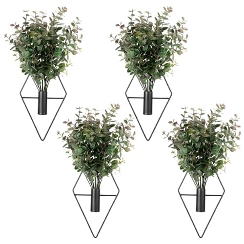 4 Pcs Black Boho Hallway Decor Hanging Planters with Modern Geometric Design for Indoor Spaces