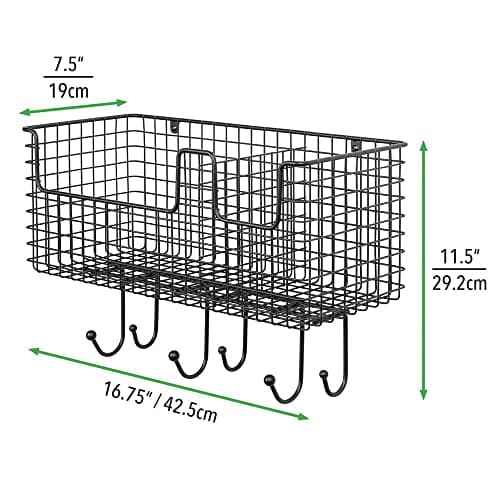 mDesign Metal Wire Farmhouse Wall Decor Storage Organizer Basket - Wall Mount - Black  
mDesign Metal Wire Farmhouse Wal