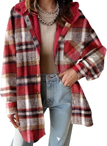 Dokotoo Women's Flannel Hooded Plaid 2025 Shacket Thick Coat for Warmth and Style in Winter
| Dokotoo Women's Flannel H