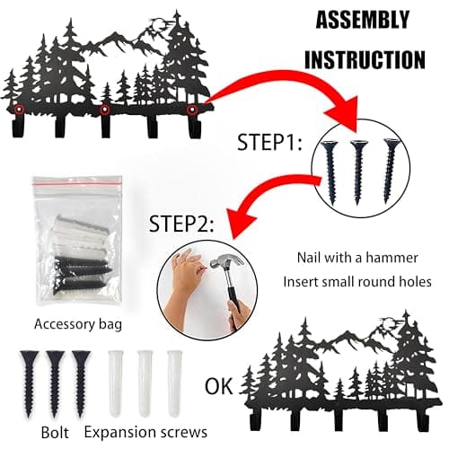 Metal Tree Coat Hooks for Living Room and Hallway - Sweet Home Decor - Forest Theme Hooks (Black)  
Metal Tree Hangers K