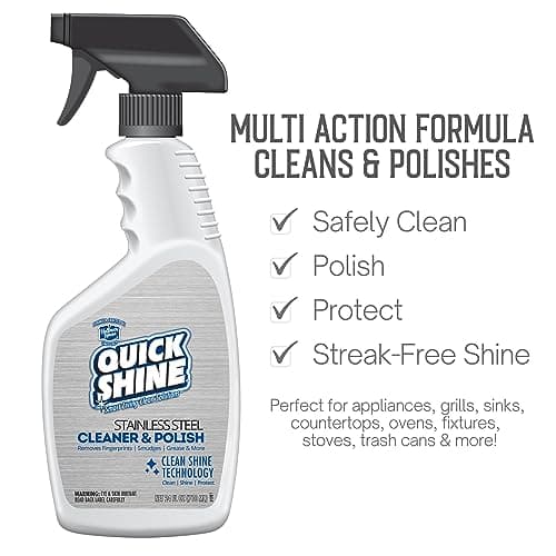 Quick Shine Stainless Steel Cleaner and Polish 24oz | Removes Grime & Leaves a Streak-Free Shine | Non-abrasive pH Neutr