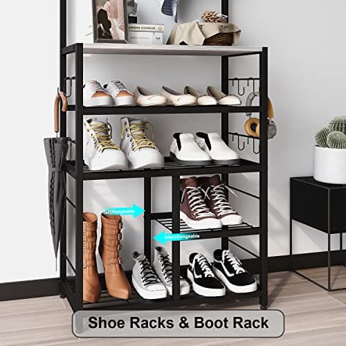 GiftGo Vintage Large 5-Tier Hall Tree with Console Table for Home Office Bedroom (Greige)  
GiftGo Vintage Large 5-Tier