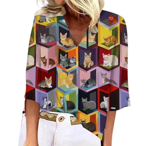 Women's Animal Leopard Print 3/4 Sleeve V Neck Summer Floral Boho Trendy Tops
| Women's Leopard Print 3/4 Sleeve V Neck