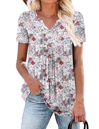 Elegant Women's Short Sleeve Tunics V Neck Button Down Shirts - S-3XL
| Comfortable Women's Short Sleeve Tunics V Neck
