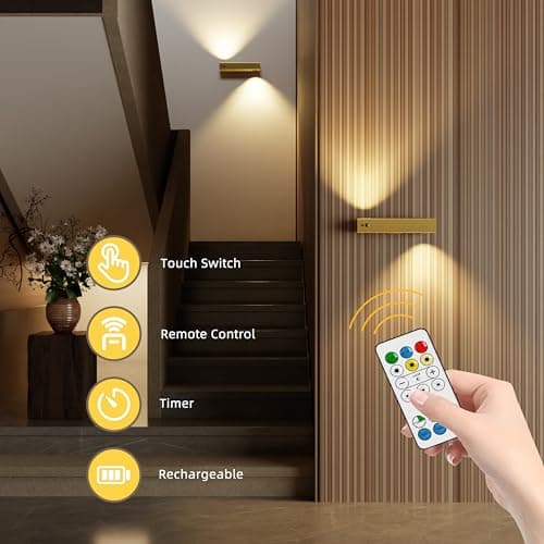 Wireless Motion Sensor Rechargeable Brass Hallway Light with Remote Control -2 Pack
| Rechargeable Magnetic Indoor Bras