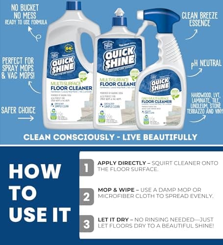 GROVE Quick Shine Multi-Surface Floor Cleaner Liquid 27 oz - No Bucket, Rinse-Free Cleaner for Laminate, Vinyl, and Wood