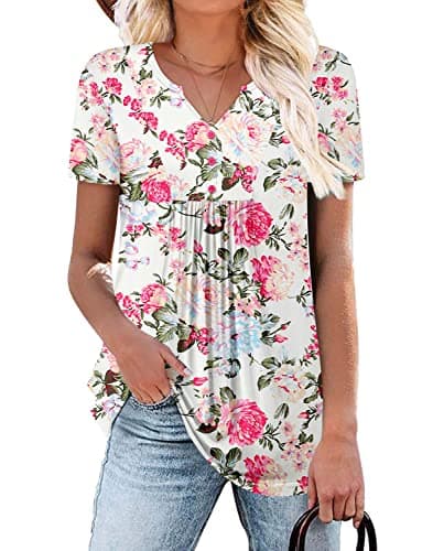 Elegant Women's Short Sleeve Tunics V Neck Button Down Shirts - S-3XL
| Comfortable Women's Short Sleeve Tunics V Neck