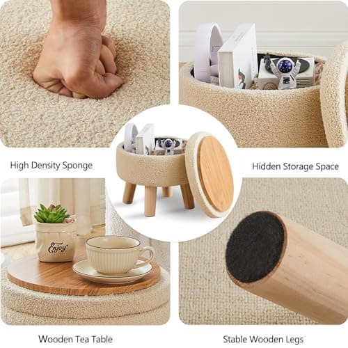 Off-White Modern Round Footrest with Soft Padded Seat for Living Room
| Off-White Wimarsbon Storage Ottoman for Hallway