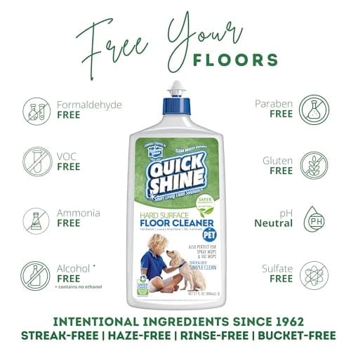 Quick Shine Plant Based Pet Floor Cleaner | Ready to Use, Removes Dirt, Streak Free, No Rinse | Hardwood, Laminate, Luxu