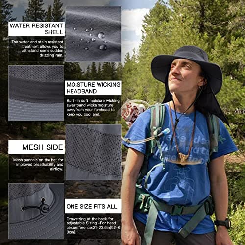 Sclzoed Outdoor Sun Hat for Men UPF50+ Mesh Wide Brim Fishing Hat with Neck Flap
| Sclzoed Men's Fishing Hat UPF50+ Out