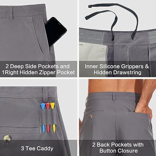 JWM Mens Lightweight Hybrid Casual Dress Work Flat Front Shorts with 5 Pockets Quick Dry UPF50
| JWM Mens 7"/9" Stretch