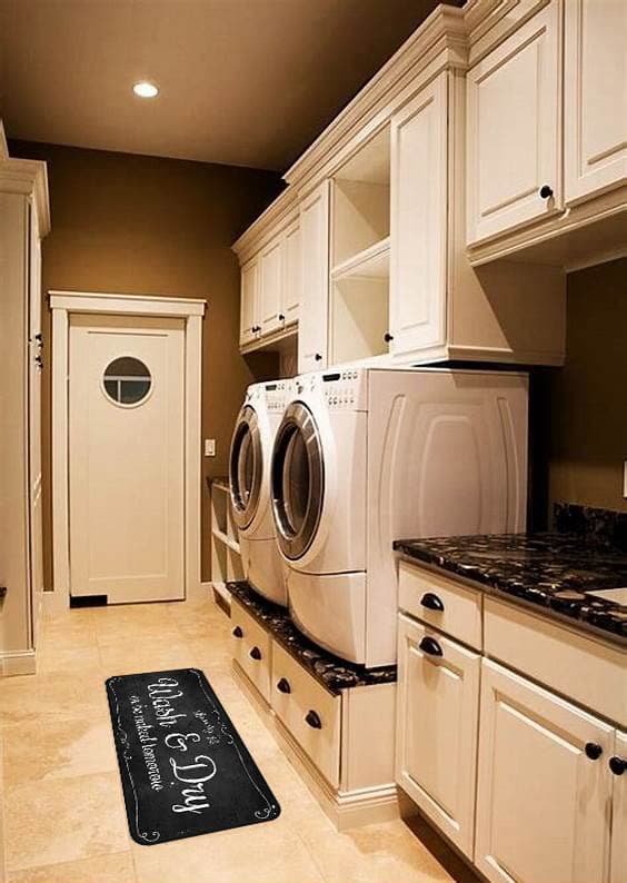Laundry Room Non-Slip Floor Mat for Kitchen and Laundry Room (40" x 20", Black)