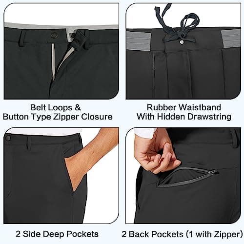 JWM Men's Stretch Golf Joggers Pants with Belt Loops - Slim Fit Tapered Casual Business Travel Sweatpants  
JWM Men's St