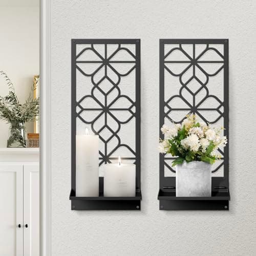 Black Metal Wall Decor for Living Room and Bedroom (2 Pack, 16.5 x 7 in)
Black Metal Wall Decor Retro Bathroom Wall Art