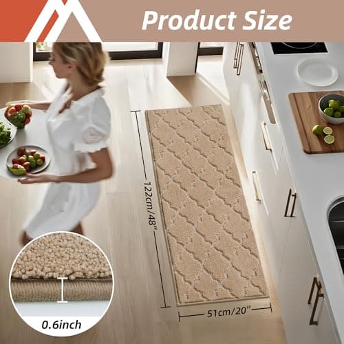 Cosy Homeer 20"x48" Non-Slip Absorbent Soft Kitchen Runner Rug for Washable Floor Mat
| Cosy Homeer Beige Absorbent Sof