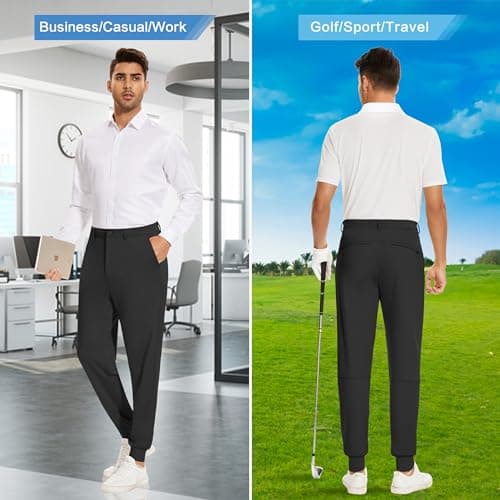 JWM Men's Stretch Golf Joggers Pants with Belt Loops - Slim Fit Tapered Casual Business Travel Sweatpants  
JWM Men's St