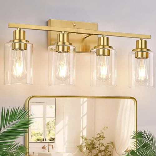 4-Light Bathroom Light Fixtures, Matte Black Modern Vanity Lights for Bathroom Mirror Living Room Cabinet Bedroom Porch