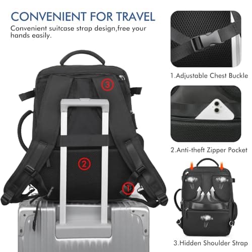 Black Large Carry On Backpack for Men and Women suitable for Business, Work, Gym, and Weekender Trips
| Black Personal