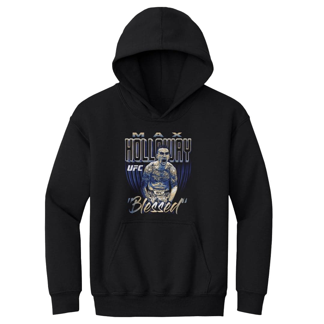 Max Holloway UFC Youth Hoodie Sweatshirt - Combat Performance, Street Style - 500 Level Bitmap WHT