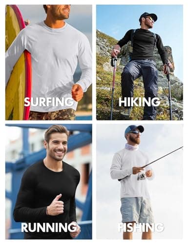 Men's UPF 50+ Quick Dry Long Sleeve Tee Shirt for UV Sun Protection Swimming Running Workout
| Men's UPF 50+ UV Sun Pro