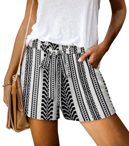 KISSMODA Women's Summer Shorts with Pockets Lightweight High-Waisted Adjustable Tie Knot Loose Casual Short
| KISSMODA
