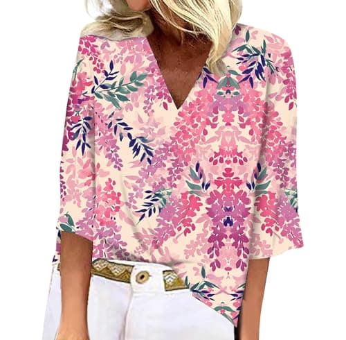 BIVENANT Women's Patriotic 3/4 Sleeve American Flag Shirt V-Neck for 4th of July Party
BIVENANT Women's Patriotic 3/4 Sl