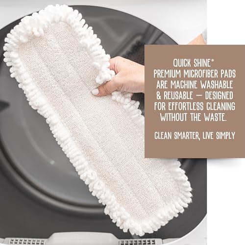 Quick Shine Clean Dust Pad | Thick White Microfiber Pad Ideal for Dry Dusting and Floor Cleaning | Reusable, Washable &