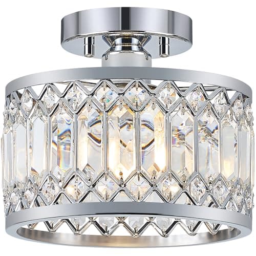 Crystal Ceiling Light Fixture, Modern Semi Flush Mount Gold Lighting Fixtures for Hallway and Kitchen
Crystal Ceiling Li