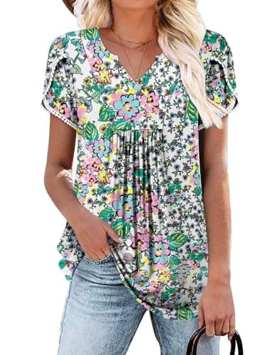 Elegant Women's Short Sleeve Tunics V Neck Button Down Shirts - S-3XL
| Comfortable Women's Short Sleeve Tunics V Neck