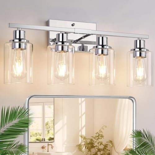 4-Light Bathroom Light Fixtures, Matte Black Modern Vanity Lights for Bathroom Mirror Living Room Cabinet Bedroom Porch