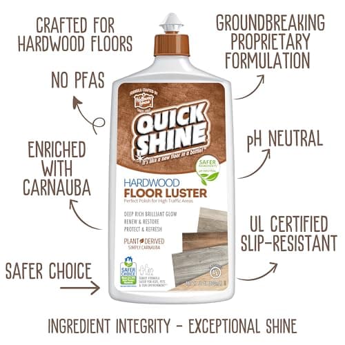 Quick Shine Hardwood Floor Cleaner & Polish - Removes Scratches, Safer Choice, U.S. EPA Certified 2-27oz Bottles  
Quick