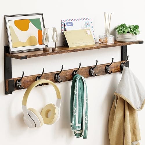 Wall Hooks with Shelf for Coat Rack Hanging in Entryway, Living Room, and Bedroom
| Coat Backpack Key Hanger Wall Mount