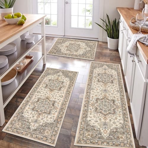 HEBE Boho Kitchen Rug Sets for Floor Non Slip and Washable Mats
| HEBE 3 Piece Kitchen Rug Set for Hallway and Laundry