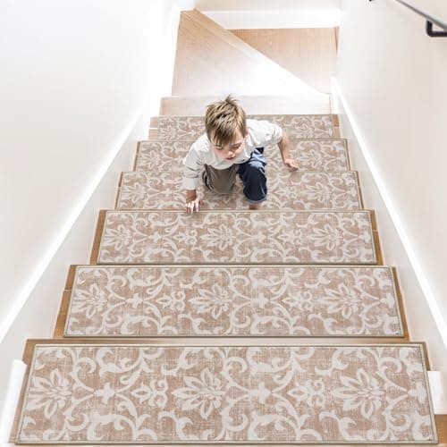 Lahome Non Slip Carpet Stair Treads for Wooden Steps Indoor, 15 Pack 8" X 30", Grey for Kids Pets Elders