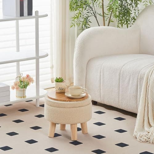Off-White Modern Round Footrest with Soft Padded Seat for Living Room
| Off-White Wimarsbon Storage Ottoman for Hallway