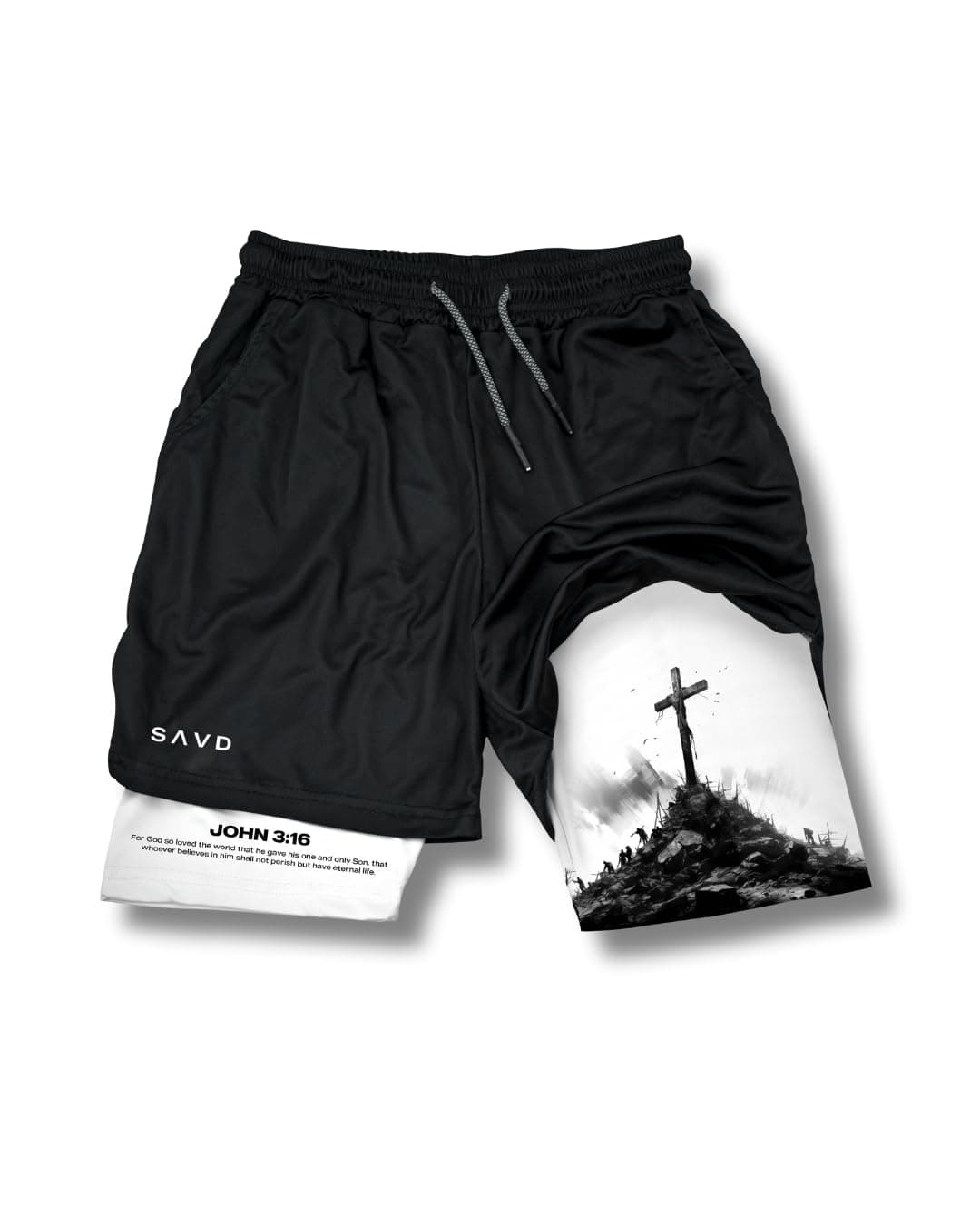 Christian Performance Shorts - Men's Gym & Sport Shorts with Pockets & Compression Liner, Bible Verse Activewear for Fit