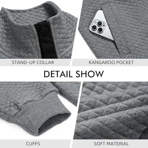 LBL Mens Fashion Sweatshirt with Stand Collar Button Pullover Pockets Leading the Better Life