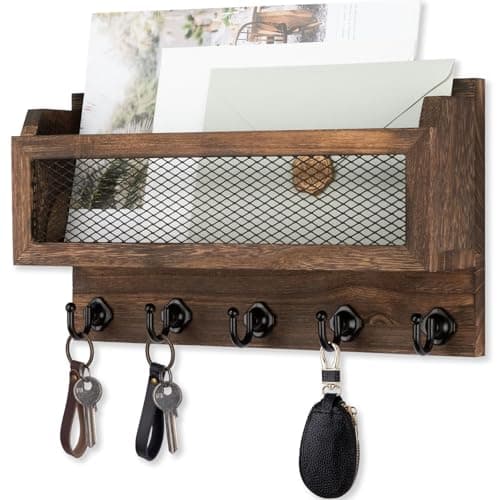 Nekon Black 11 Inch Wooden Wall Key Organizer for Entryway Hallway Decorative Key Holder Storage Shelf