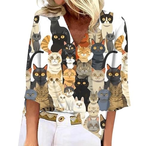 Women's Animal Leopard Print 3/4 Sleeve V Neck Summer Floral Boho Trendy Tops
| Women's Leopard Print 3/4 Sleeve V Neck
