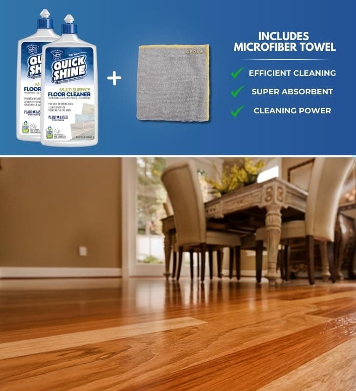 Grove Quick Shine Multi-Surface Floor Cleaner - Laminate, Vinyl, Wood Floors - No Bucket, Rinse-Free - 27 oz Bundle + Mi