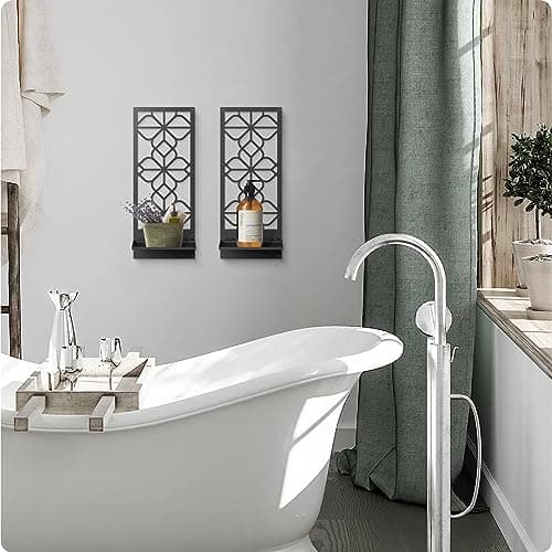 Black Metal Wall Decor for Living Room and Bedroom (2 Pack, 16.5 x 7 in)
Black Metal Wall Decor Retro Bathroom Wall Art