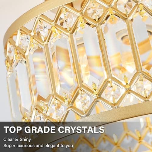 Crystal Ceiling Light Fixture, Modern Semi Flush Mount Gold Lighting Fixtures for Hallway and Kitchen
Crystal Ceiling Li