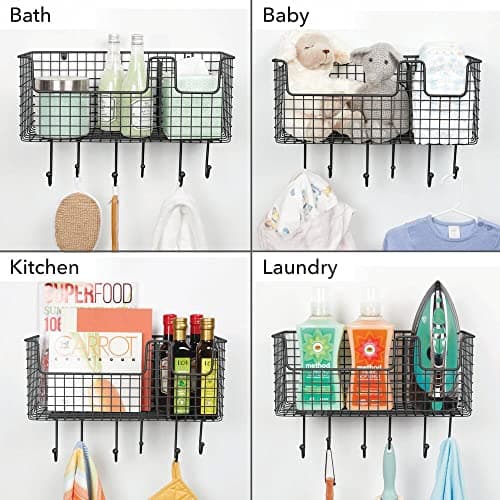 mDesign Metal Wire Farmhouse Wall Decor Storage Organizer Basket - Wall Mount - Black  
mDesign Metal Wire Farmhouse Wal