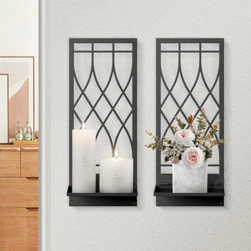 Black Metal Wall Decor for Living Room and Bedroom (2 Pack, 16.5 x 7 in)
Black Metal Wall Decor Retro Bathroom Wall Art